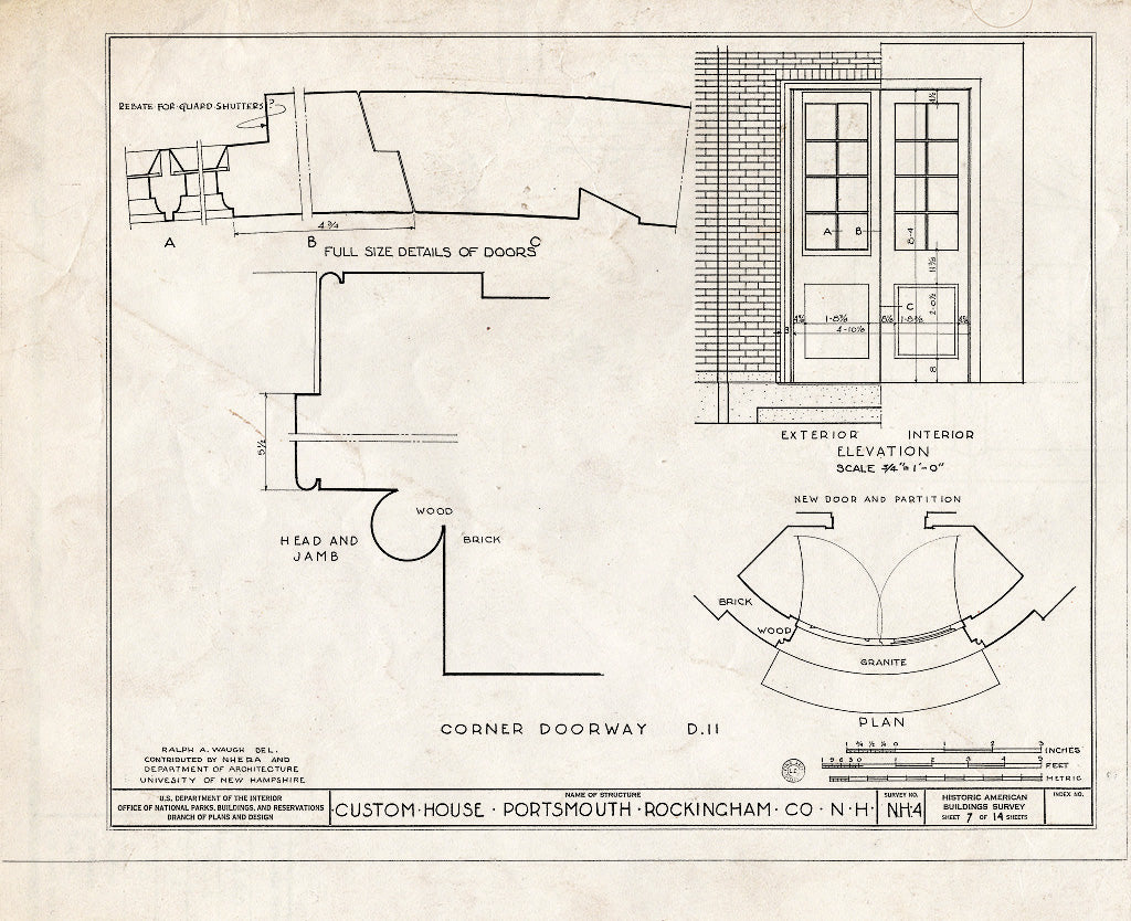 Historic Pictoric : Blueprint HABS NH,8-Port,28- (Sheet 7 of 14) - Old Custom House, Daniel & Penhallow Streets, Portsmouth, Rockingham County, NH
