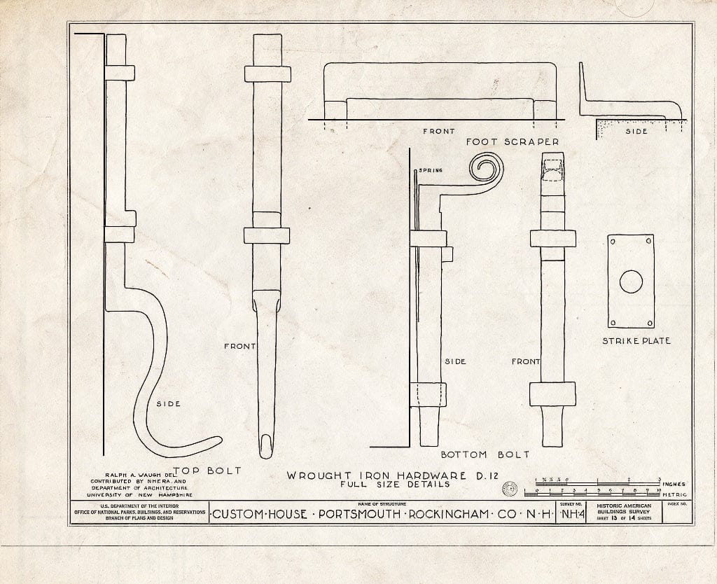 Historic Pictoric : Blueprint HABS NH,8-Port,28- (Sheet 13 of 14) - Old Custom House, Daniel & Penhallow Streets, Portsmouth, Rockingham County, NH