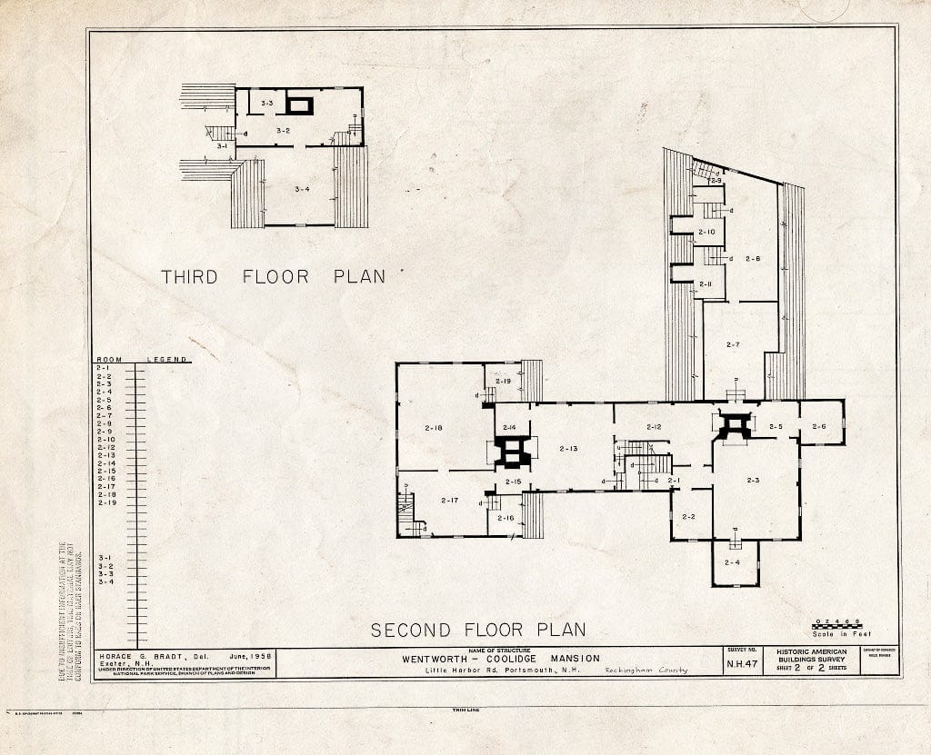 Historic Pictoric : Blueprint HABS NH,8-Port,144- (Sheet 2 of 2) - Wentworth-Coolidge Mansion, Little Harbor Road, Portsmouth, Rockingham County, NH