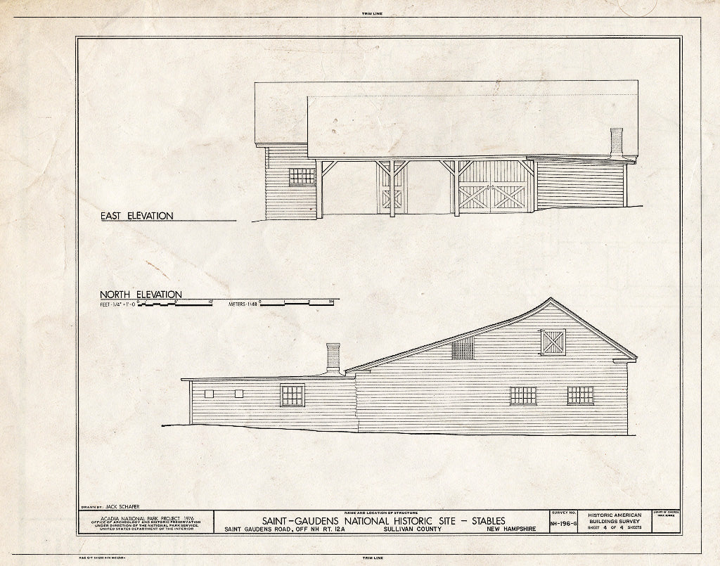 Historic Pictoric : Blueprint HABS NH,10-Corn,1G- (Sheet 4 of 4) - Augustus Saint-Gaudens National Historic Site, Stables, Saint Gaudens Road, Off State Route 12A, Cornish City, Sullivan County, NH