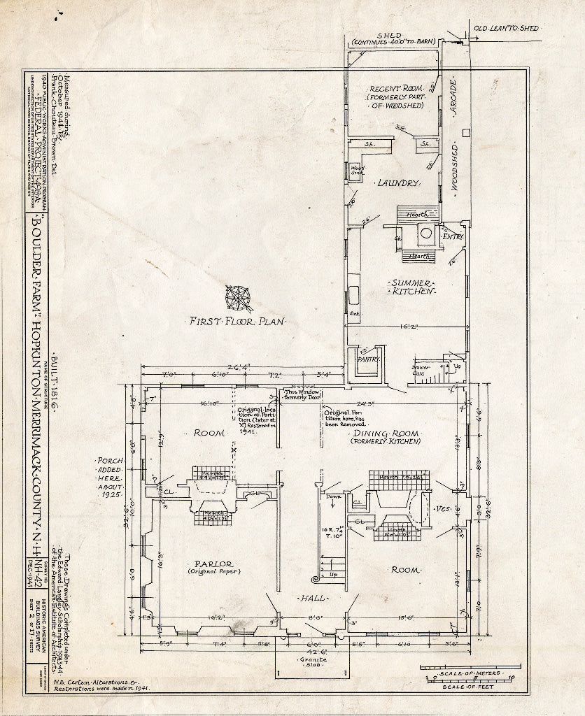 Historic Pictoric : Blueprint HABS NH,7-HOP,2- (Sheet 2 of 17) - Boulder Farm, Dunbarton Road, Hopkinton, Merrimack County, NH