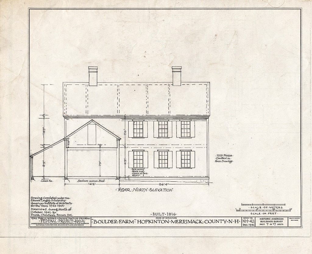 Historic Pictoric : Blueprint HABS NH,7-HOP,2- (Sheet 7 of 17) - Boulder Farm, Dunbarton Road, Hopkinton, Merrimack County, NH
