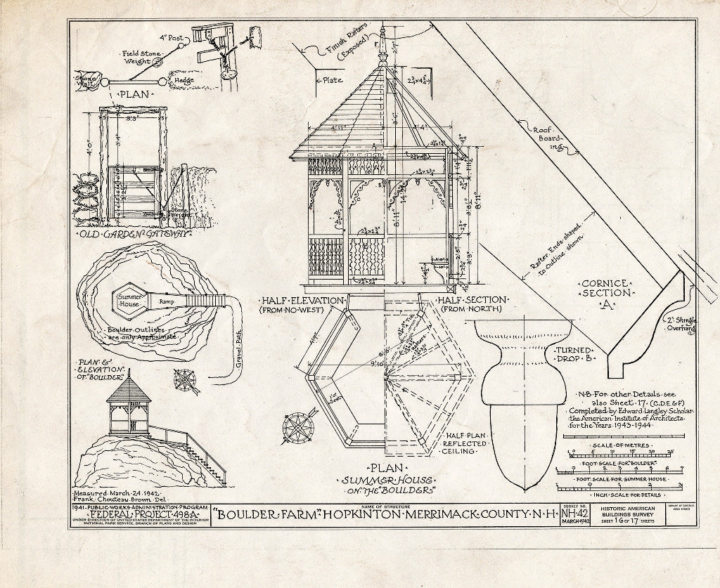 Historic Pictoric : Blueprint HABS NH,7-HOP,2- (Sheet 16 of 17) - Boulder Farm, Dunbarton Road, Hopkinton, Merrimack County, NH