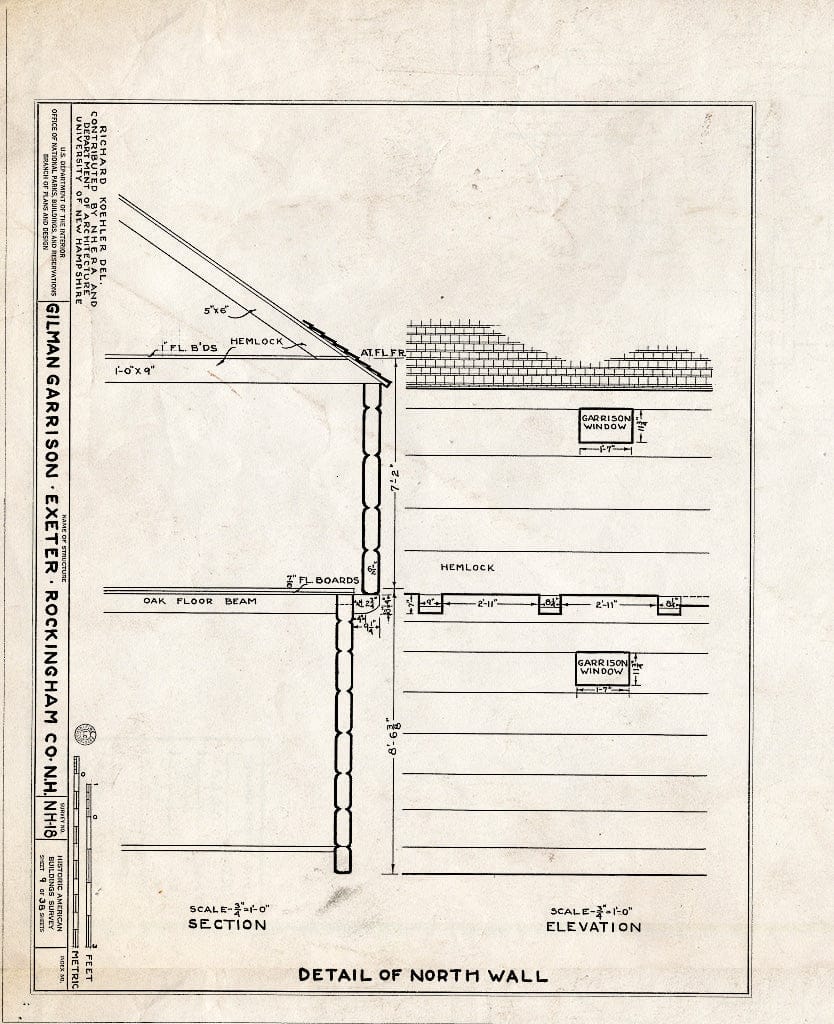 Historic Pictoric : Blueprint HABS NH,8-EX,2- (Sheet 9 of 38) - Gilman Garrison, Water & Clifford Streets, Exeter, Rockingham County, NH