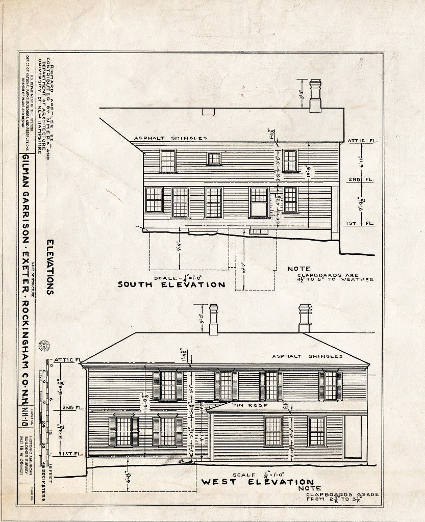 Historic Pictoric : Blueprint HABS NH,8-EX,2- (Sheet 18 of 38) - Gilman Garrison, Water & Clifford Streets, Exeter, Rockingham County, NH