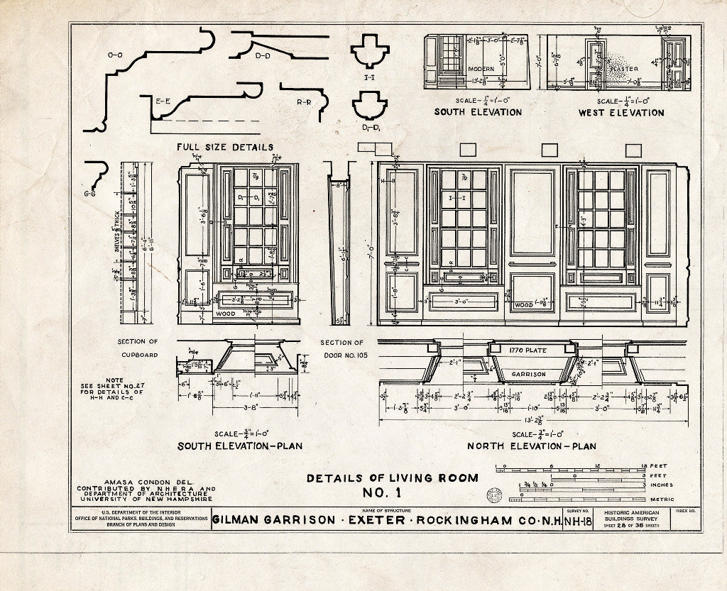Historic Pictoric : Blueprint HABS NH,8-EX,2- (Sheet 28 of 38) - Gilman Garrison, Water & Clifford Streets, Exeter, Rockingham County, NH