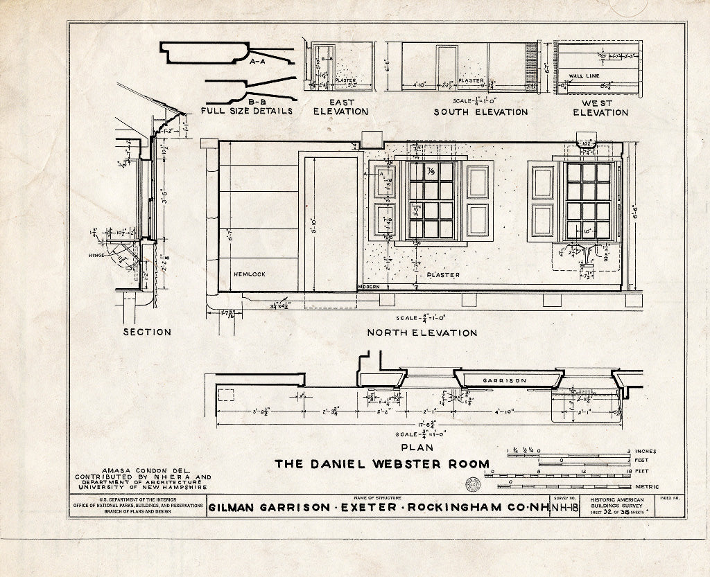 Historic Pictoric : Blueprint HABS NH,8-EX,2- (Sheet 32 of 38) - Gilman Garrison, Water & Clifford Streets, Exeter, Rockingham County, NH