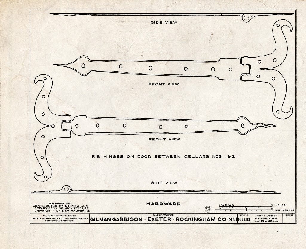 Historic Pictoric : Blueprint HABS NH,8-EX,2- (Sheet 38 of 38) - Gilman Garrison, Water & Clifford Streets, Exeter, Rockingham County, NH