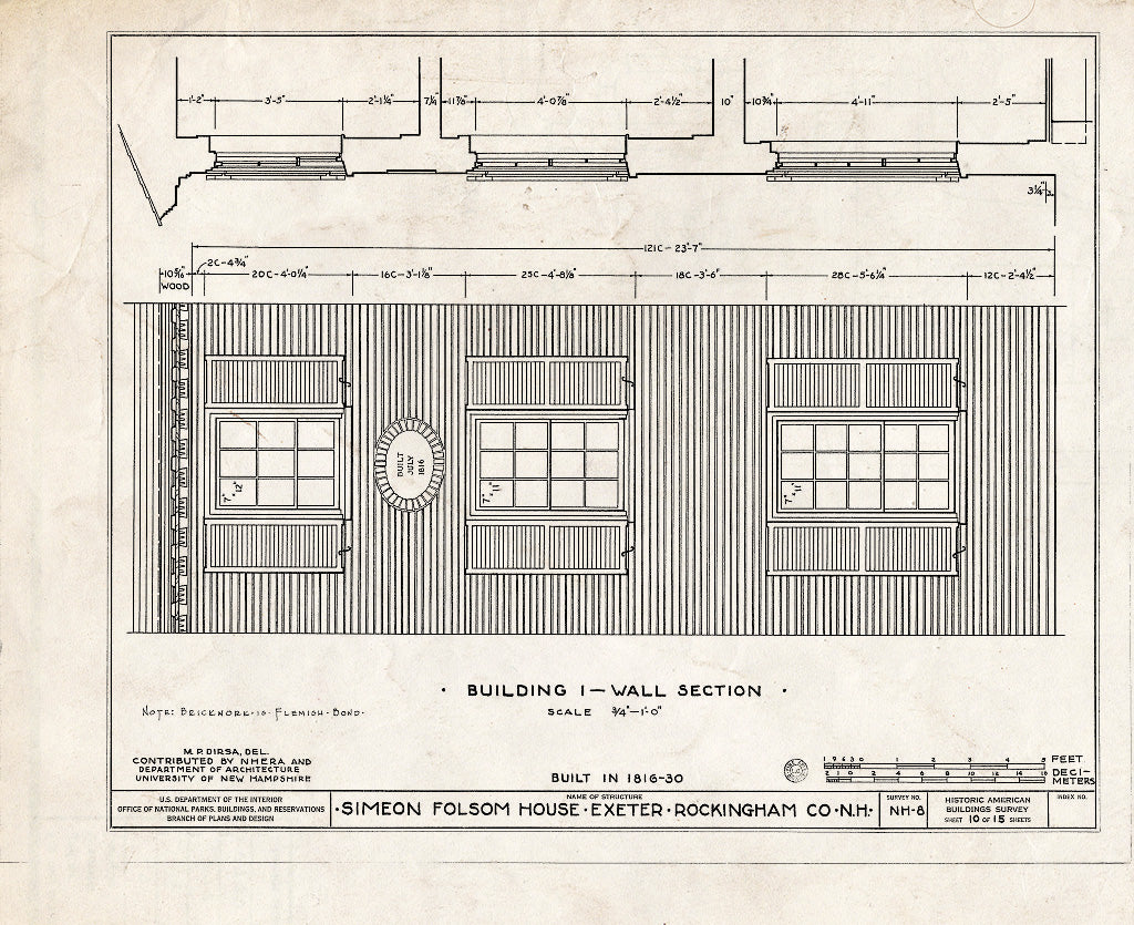 Historic Pictoric : Blueprint HABS NH,8-EX,3- (Sheet 10 of 15) - Simeon Folsom House & Stores, Pleasant & High Streets, Exeter, Rockingham County, NH