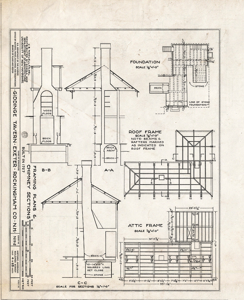 Historic Pictoric : Blueprint HABS NH,8-EX,7- (Sheet 4 of 25) - Giddings Tavern, 37 Park & Summers Streets, Exeter, Rockingham County, NH