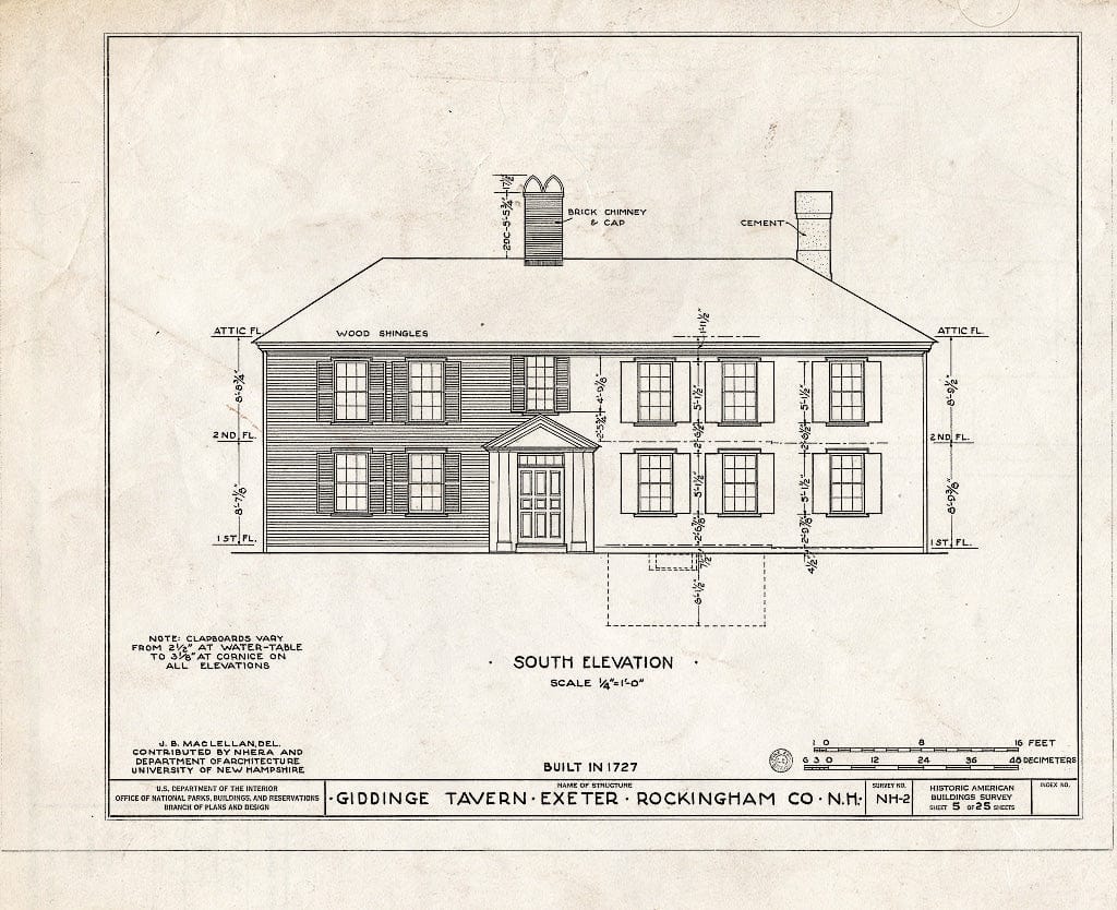 Historic Pictoric : Blueprint HABS NH,8-EX,7- (Sheet 5 of 25) - Giddings Tavern, 37 Park & Summers Streets, Exeter, Rockingham County, NH