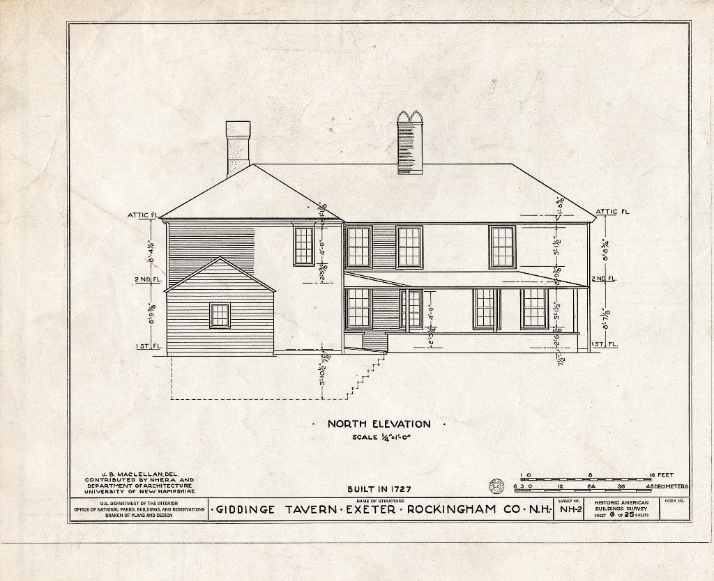 Historic Pictoric : Blueprint HABS NH,8-EX,7- (Sheet 6 of 25) - Giddings Tavern, 37 Park & Summers Streets, Exeter, Rockingham County, NH