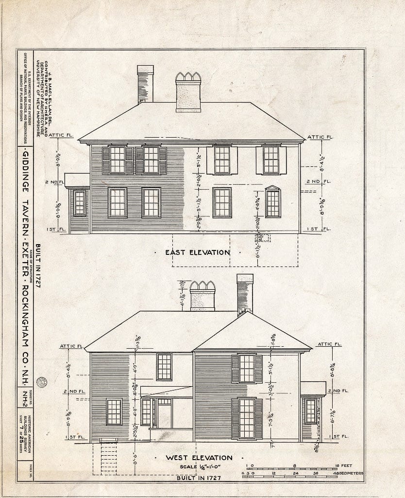 Historic Pictoric : Blueprint HABS NH,8-EX,7- (Sheet 7 of 25) - Giddings Tavern, 37 Park & Summers Streets, Exeter, Rockingham County, NH