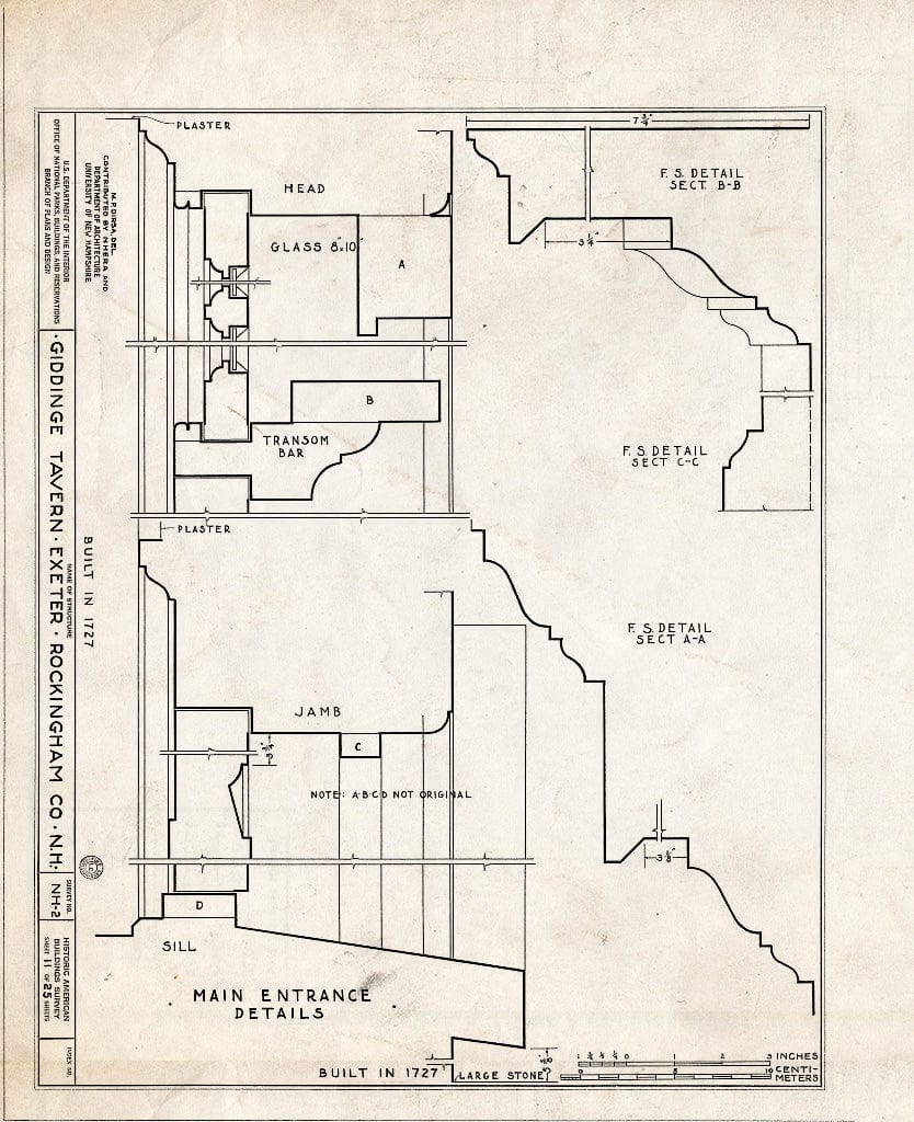 Historic Pictoric : Blueprint HABS NH,8-EX,7- (Sheet 11 of 25) - Giddings Tavern, 37 Park & Summers Streets, Exeter, Rockingham County, NH
