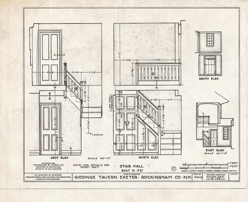 Historic Pictoric : Blueprint HABS NH,8-EX,7- (Sheet 15 of 25) - Giddings Tavern, 37 Park & Summers Streets, Exeter, Rockingham County, NH