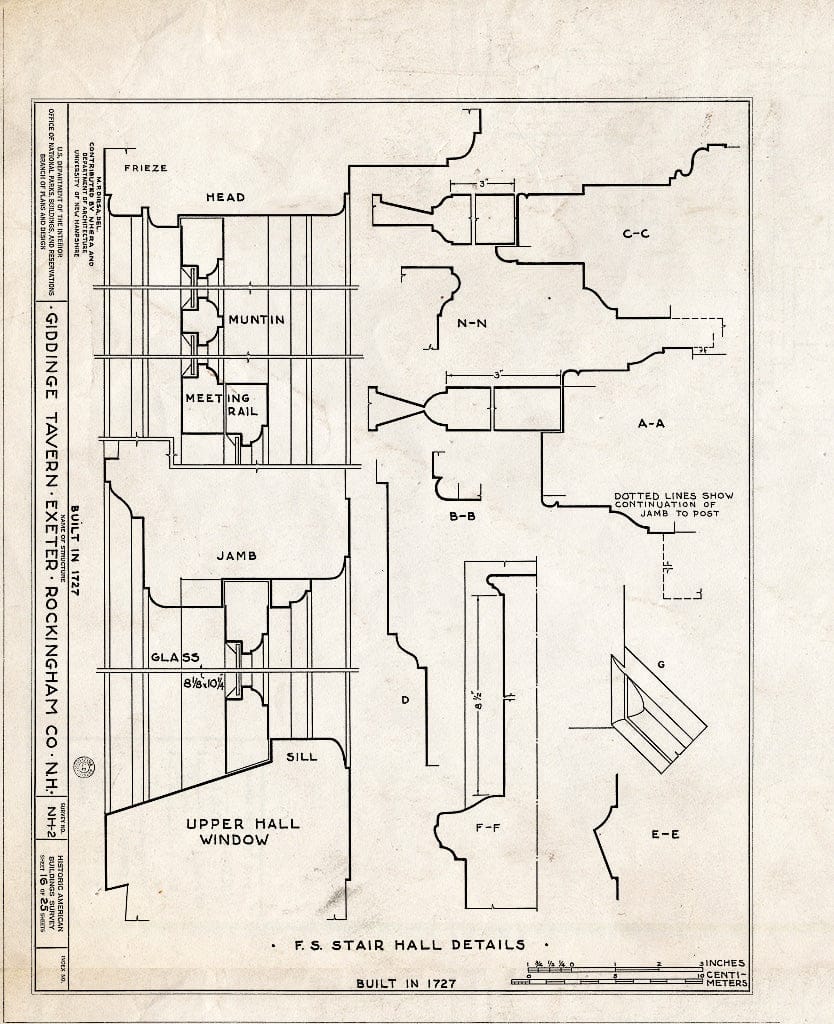 Historic Pictoric : Blueprint HABS NH,8-EX,7- (Sheet 16 of 25) - Giddings Tavern, 37 Park & Summers Streets, Exeter, Rockingham County, NH