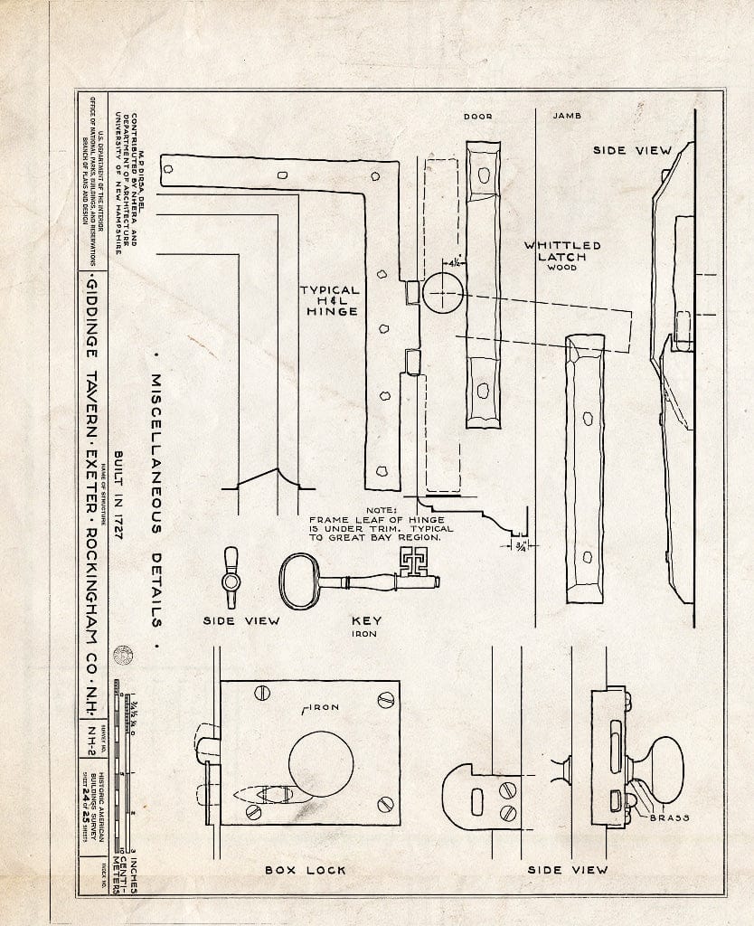 Historic Pictoric : Blueprint HABS NH,8-EX,7- (Sheet 24 of 25) - Giddings Tavern, 37 Park & Summers Streets, Exeter, Rockingham County, NH