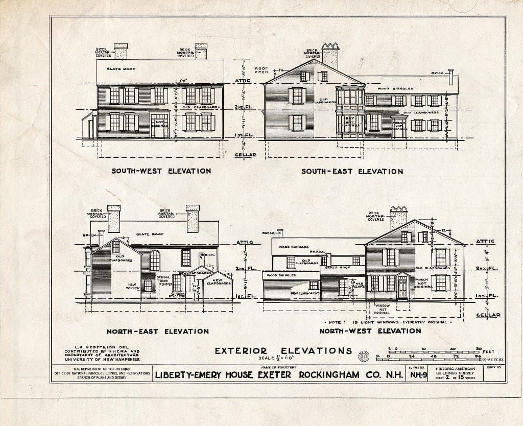 Historic Pictoric : Blueprint HABS NH,8-EX,8- (Sheet 2 of 15) - Liberty Emery House, 41 Main Street, Exeter, Rockingham County, NH
