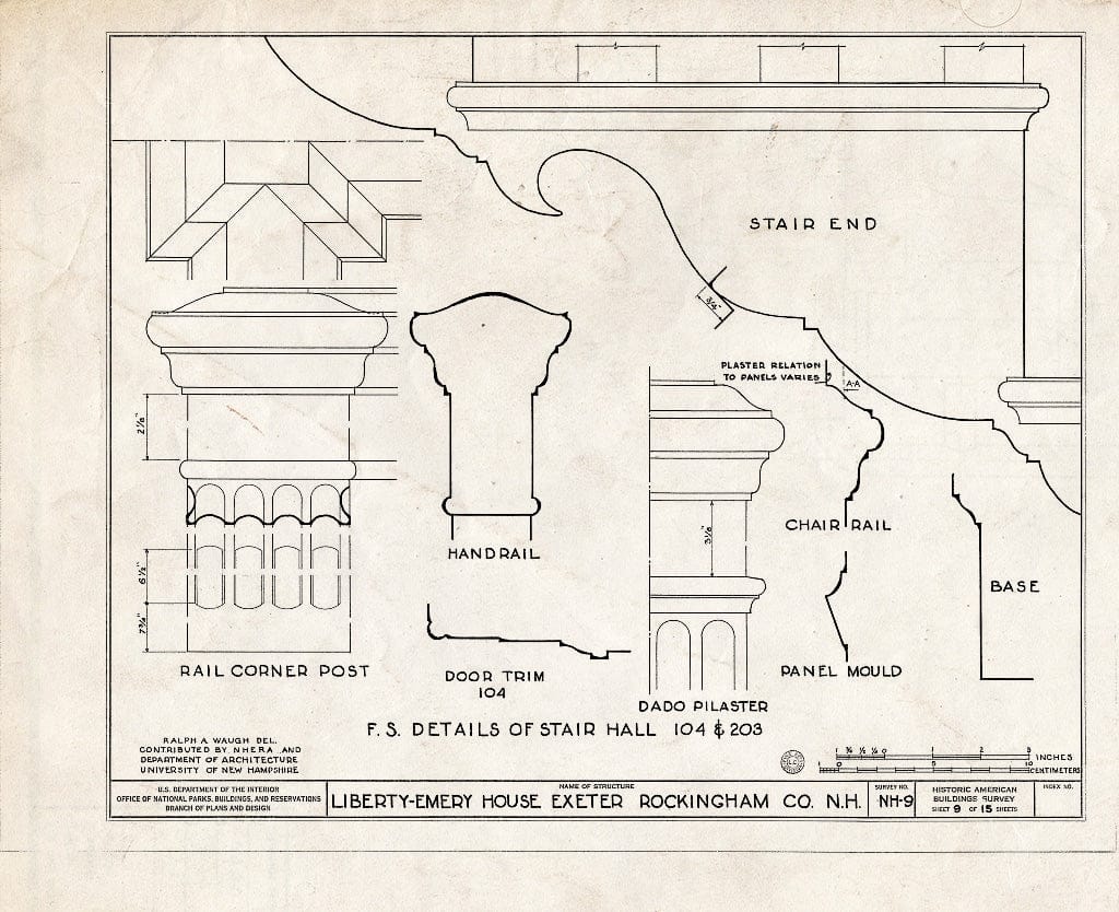 Historic Pictoric : Blueprint HABS NH,8-EX,8- (Sheet 9 of 15) - Liberty Emery House, 41 Main Street, Exeter, Rockingham County, NH
