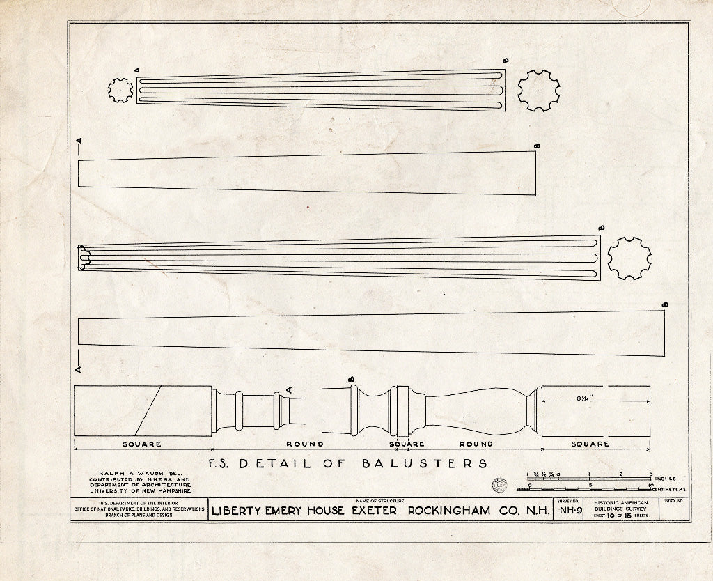 Historic Pictoric : Blueprint HABS NH,8-EX,8- (Sheet 10 of 15) - Liberty Emery House, 41 Main Street, Exeter, Rockingham County, NH
