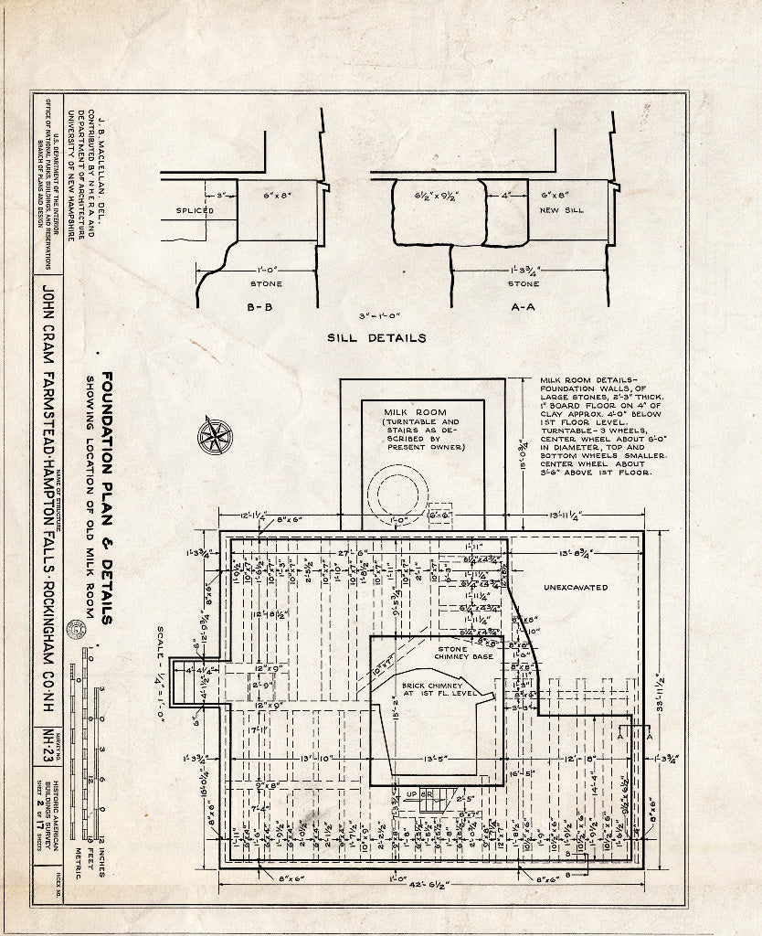 Historic Pictoric : Blueprint HABS NH,8-HAMTOF,1- (Sheet 2 of 17) - John Cram Farmstead, Hampton Falls, Rockingham County, NH