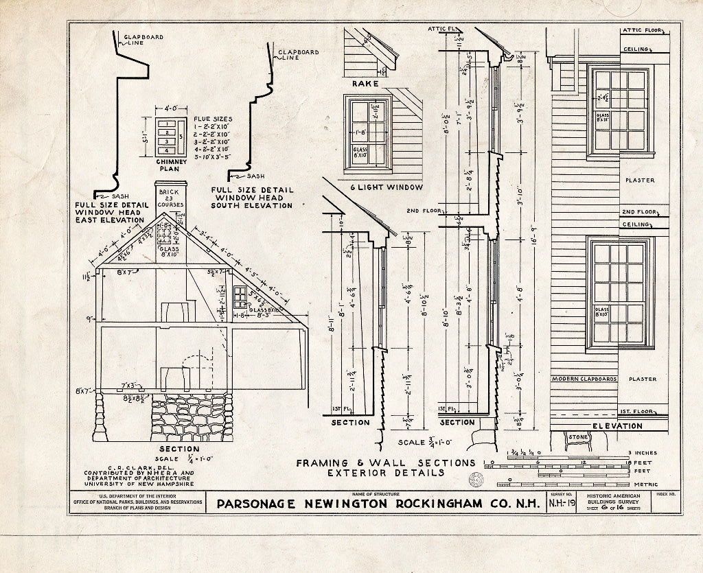 Historic Pictoric : Blueprint HABS NH,8-NEWI,2- (Sheet 6 of 16) - Parsonage, Newington, Rockingham County, NH