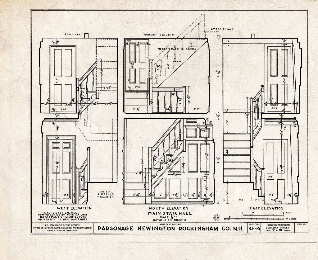 Historic Pictoric : Blueprint HABS NH,8-NEWI,2- (Sheet 7 of 16) - Parsonage, Newington, Rockingham County, NH