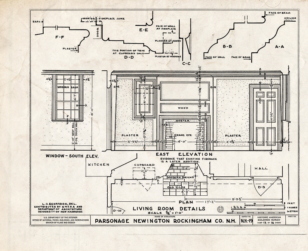 Historic Pictoric : Blueprint HABS NH,8-NEWI,2- (Sheet 12 of 16) - Parsonage, Newington, Rockingham County, NH