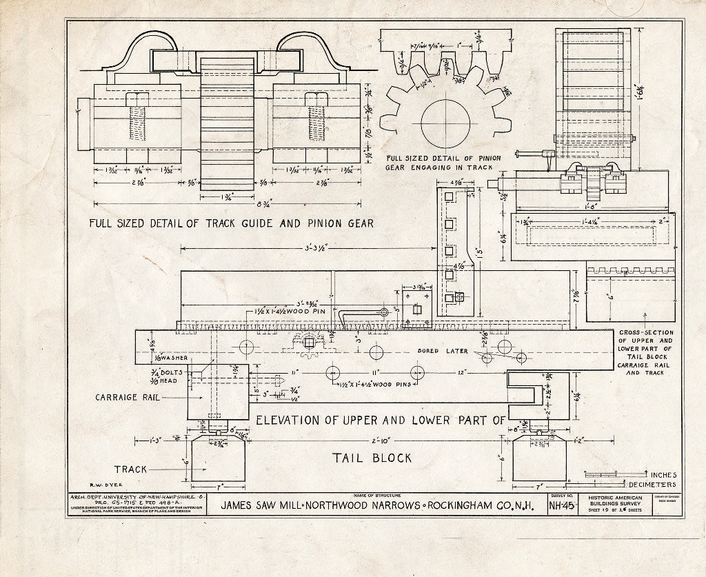 Historic Pictoric : Blueprint HABS NH,8-Norna,1- (Sheet 19 of 26) - James Saw Mill, Narrows Brook, Northwood Narrows, Rockingham County, NH