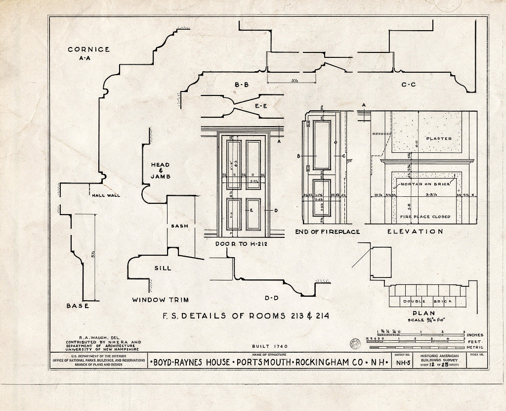 Historic Pictoric : Blueprint HABS NH,8-Port,26- (Sheet 12 of 25) - Boyd-Raynes House, Maplewood Avenue, Portsmouth, Rockingham County, NH