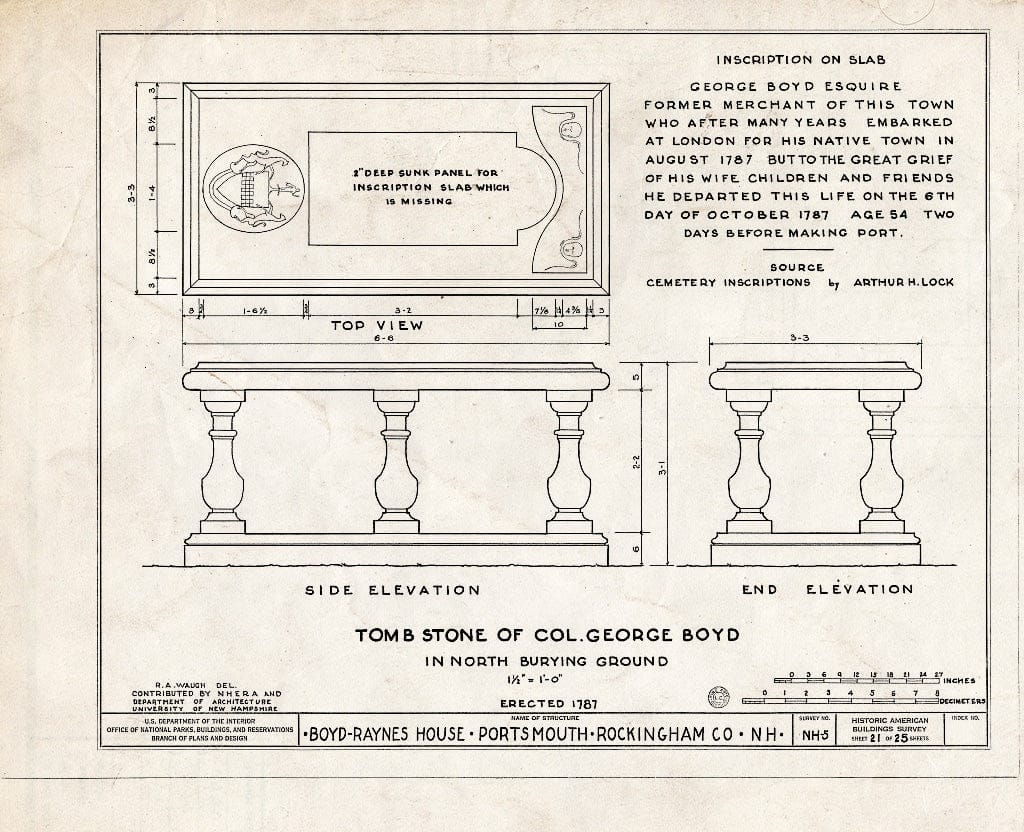Historic Pictoric : Blueprint HABS NH,8-Port,26- (Sheet 21 of 25) - Boyd-Raynes House, Maplewood Avenue, Portsmouth, Rockingham County, NH