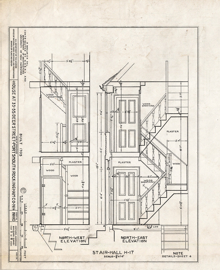 Historic Pictoric : Blueprint HABS NH,8-Port,51- (Sheet 5 of 8) - 33-35 Deer Street (House), Portsmouth, Rockingham County, NH