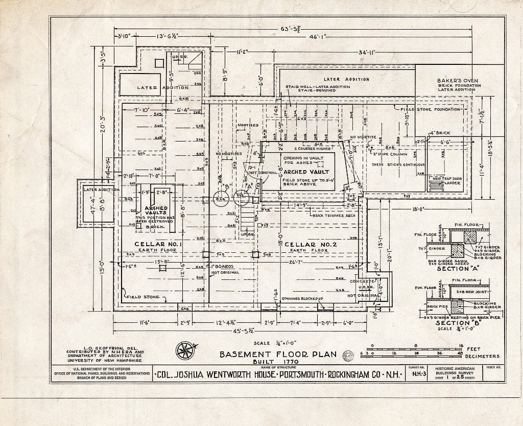 Historic Pictoric : Blueprint HABS NH,8-Port,121- (Sheet 1 of 25) - Colonel Joshua Wentworth House, 121 Hanover Street (Moved to Hancock Street), Portsmouth, Rockingham County, NH