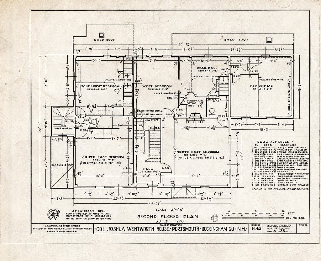 Historic Pictoric : Blueprint HABS NH,8-Port,121- (Sheet 3 of 25) - Colonel Joshua Wentworth House, 121 Hanover Street (Moved to Hancock Street), Portsmouth, Rockingham County, NH