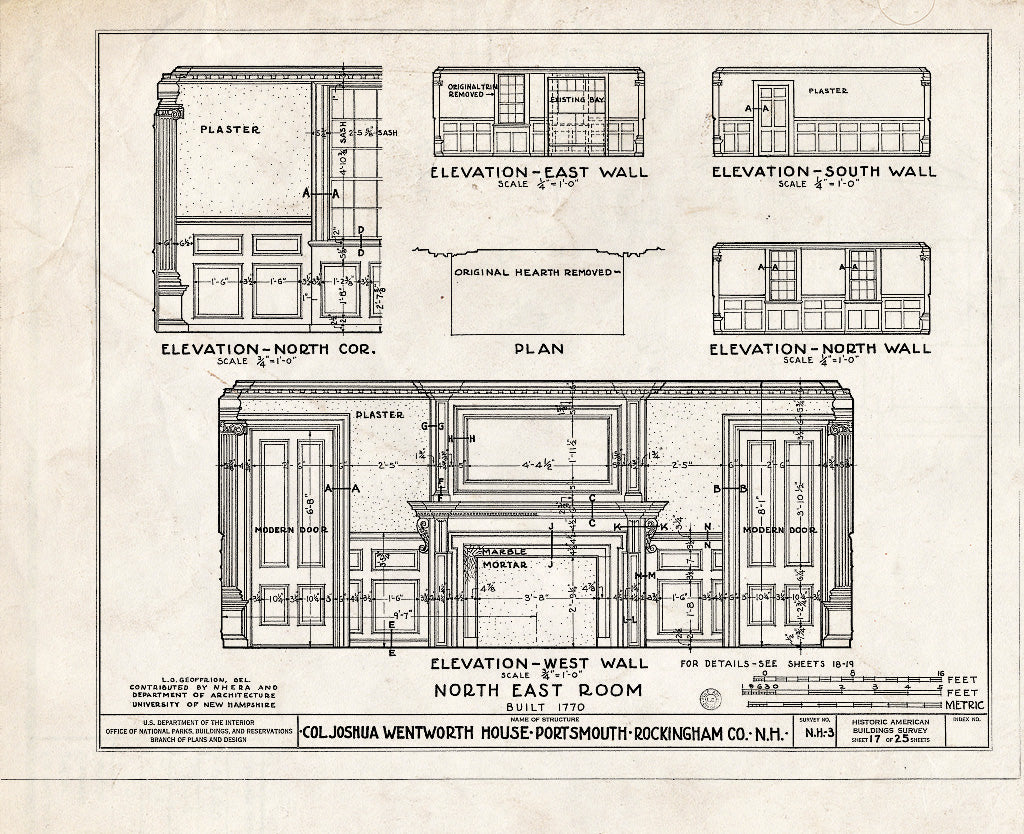 Historic Pictoric : Blueprint HABS NH,8-Port,121- (Sheet 17 of 25) - Colonel Joshua Wentworth House, 121 Hanover Street (Moved to Hancock Street), Portsmouth, Rockingham County, NH