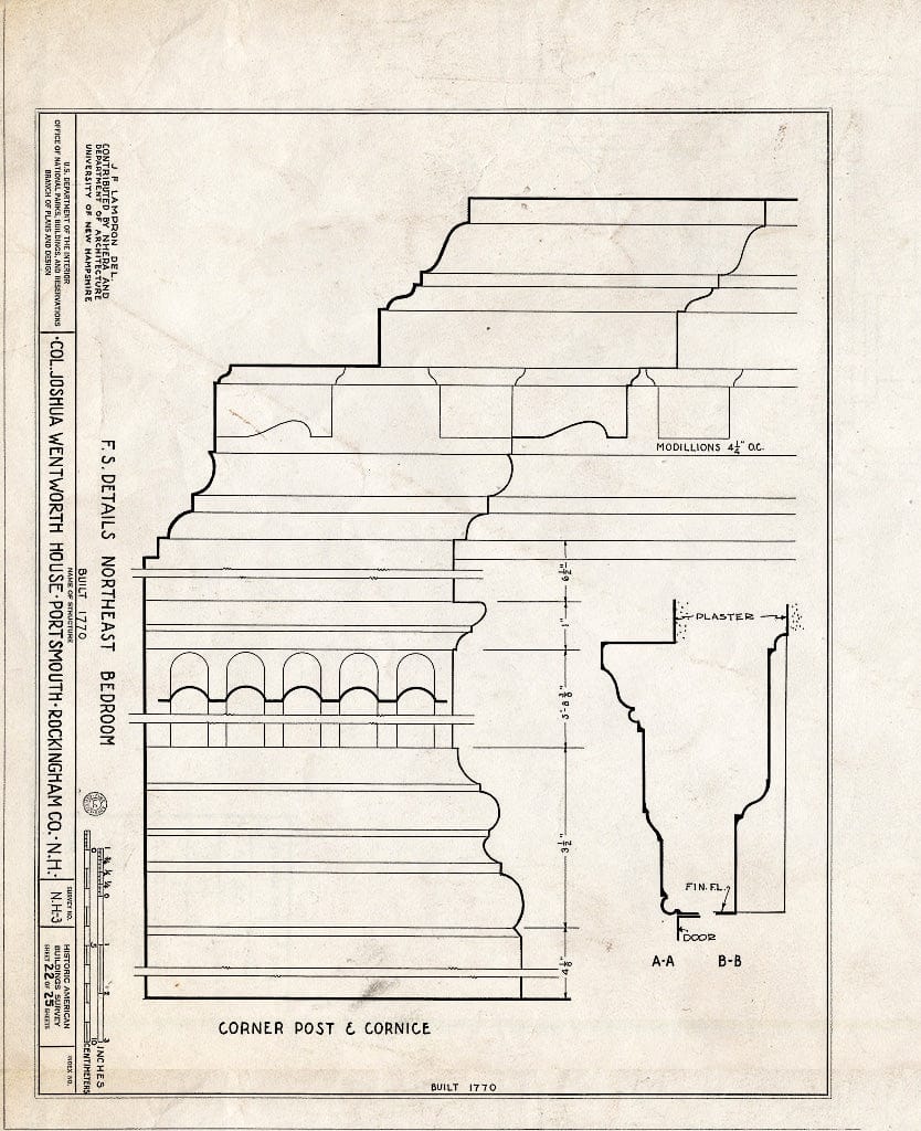 Historic Pictoric : Blueprint HABS NH,8-Port,121- (Sheet 22 of 25) - Colonel Joshua Wentworth House, 121 Hanover Street (Moved to Hancock Street), Portsmouth, Rockingham County, NH
