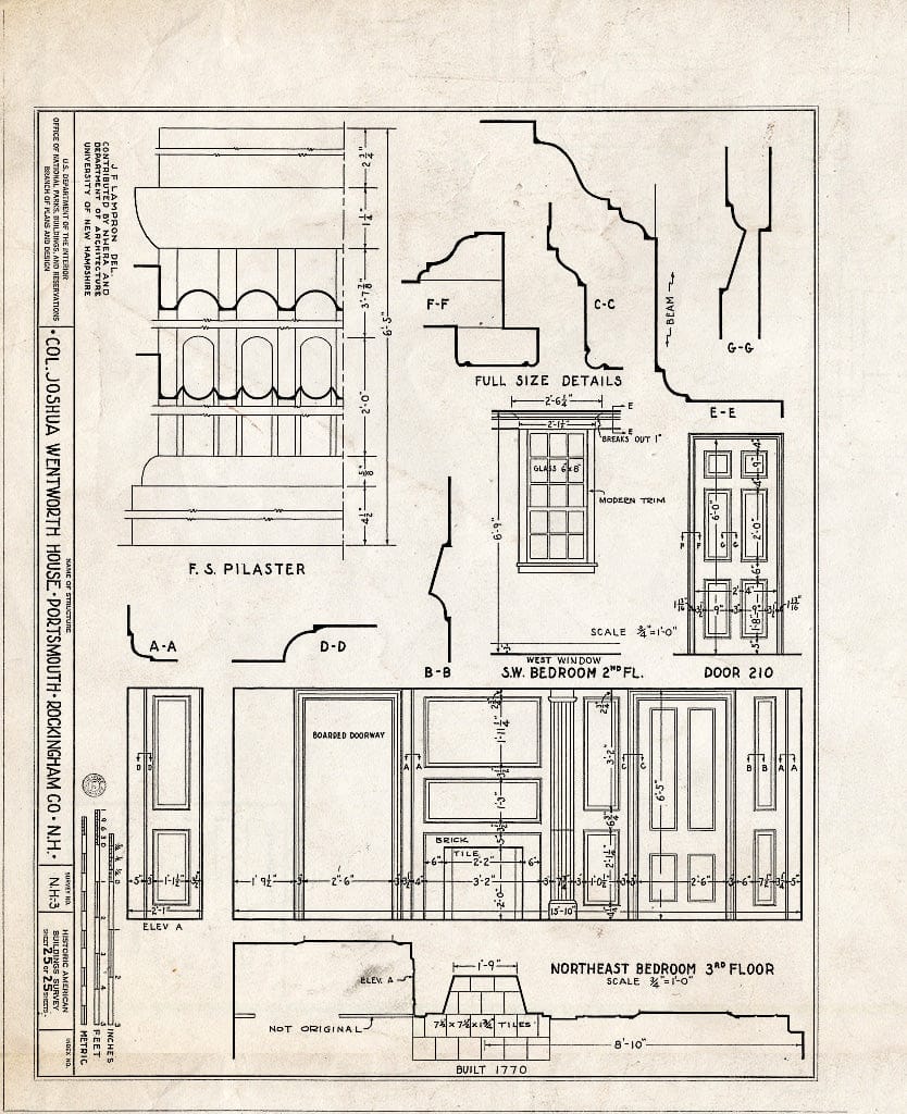 Historic Pictoric : Blueprint HABS NH,8-Port,121- (Sheet 25 of 25) - Colonel Joshua Wentworth House, 121 Hanover Street (Moved to Hancock Street), Portsmouth, Rockingham County, NH