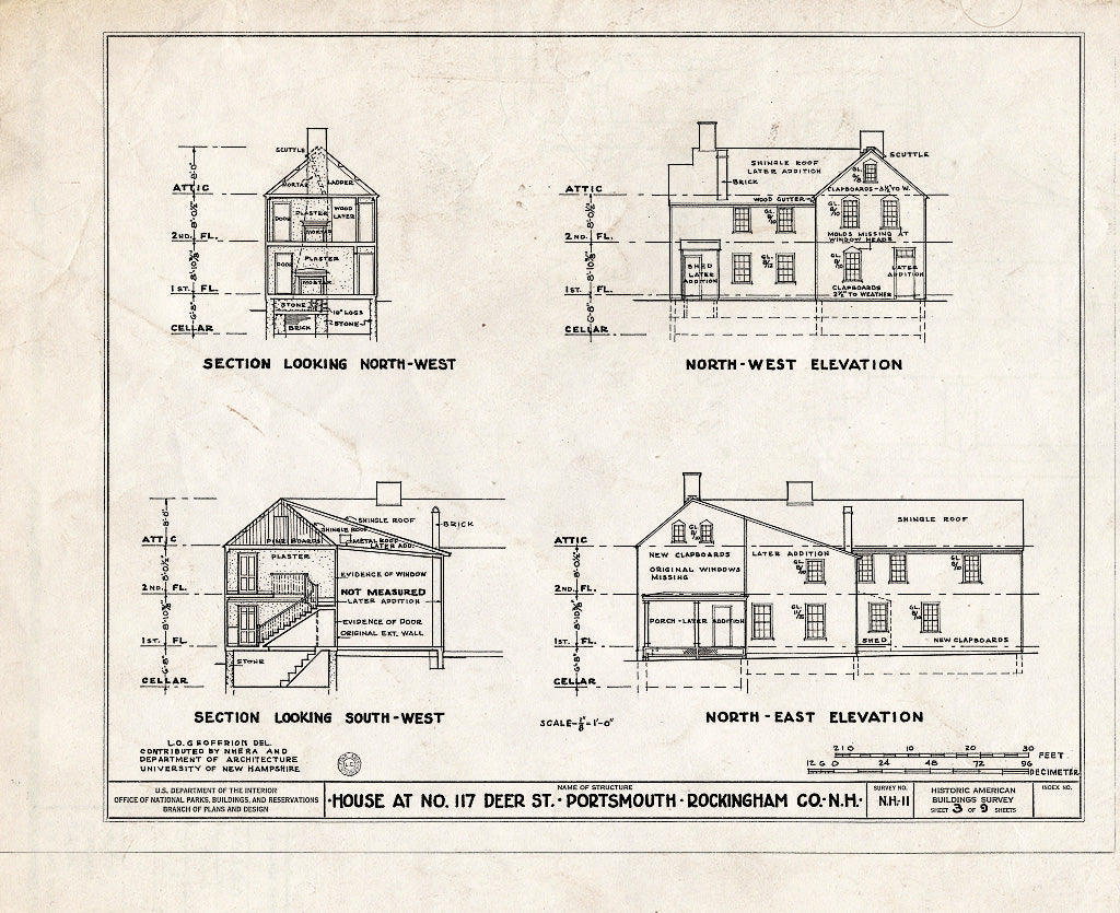 Historic Pictoric : Blueprint HABS NH,8-Port,122- (Sheet 3 of 9) - Michael Whidden House, 117 Deer Street (Moved to High Street), Portsmouth, Rockingham County, NH