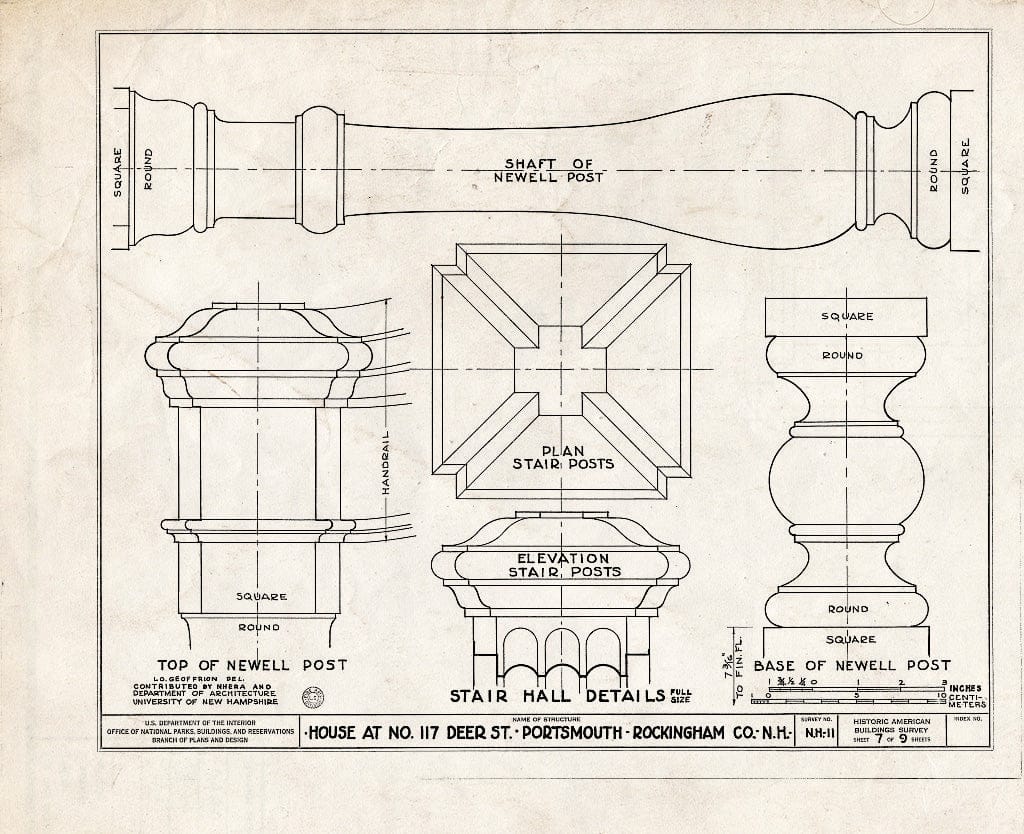 Historic Pictoric : Blueprint HABS NH,8-Port,122- (Sheet 7 of 9) - Michael Whidden House, 117 Deer Street (Moved to High Street), Portsmouth, Rockingham County, NH