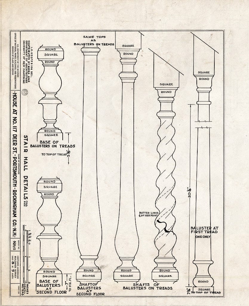 Historic Pictoric : Blueprint HABS NH,8-Port,122- (Sheet 8 of 9) - Michael Whidden House, 117 Deer Street (Moved to High Street), Portsmouth, Rockingham County, NH