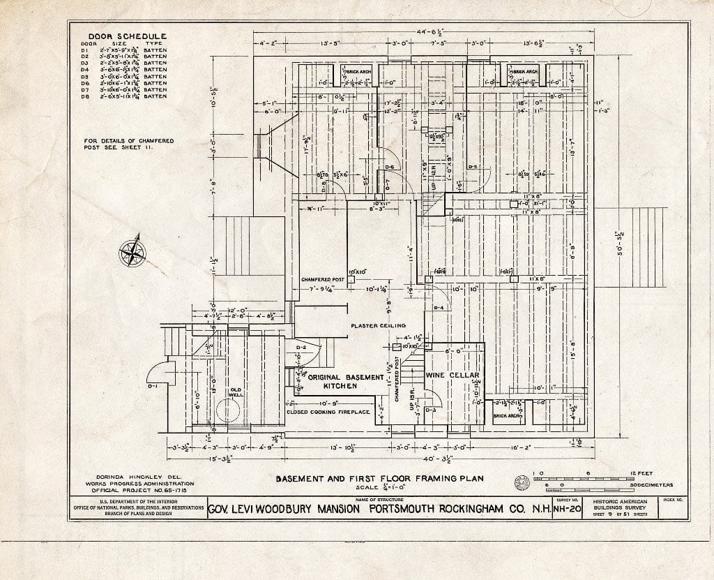 Historic Pictoric : Blueprint HABS NH,8-Port,123- (Sheet 9 of 51) - Governor Levi Woodbury House, Woodbury Avenue & Boyd Road, Portsmouth, Rockingham County, NH