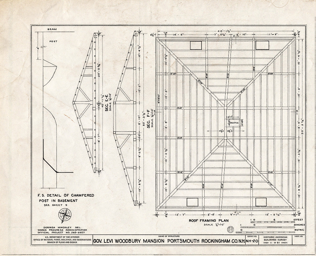 Historic Pictoric : Blueprint HABS NH,8-Port,123- (Sheet 11 of 51) - Governor Levi Woodbury House, Woodbury Avenue & Boyd Road, Portsmouth, Rockingham County, NH