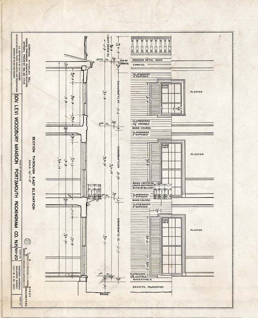 Historic Pictoric : Blueprint HABS NH,8-Port,123- (Sheet 12 of 51) - Governor Levi Woodbury House, Woodbury Avenue & Boyd Road, Portsmouth, Rockingham County, NH