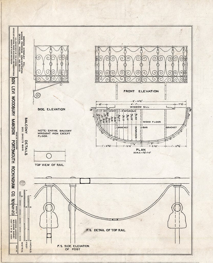 Historic Pictoric : Blueprint HABS NH,8-Port,123- (Sheet 17 of 51) - Governor Levi Woodbury House, Woodbury Avenue & Boyd Road, Portsmouth, Rockingham County, NH
