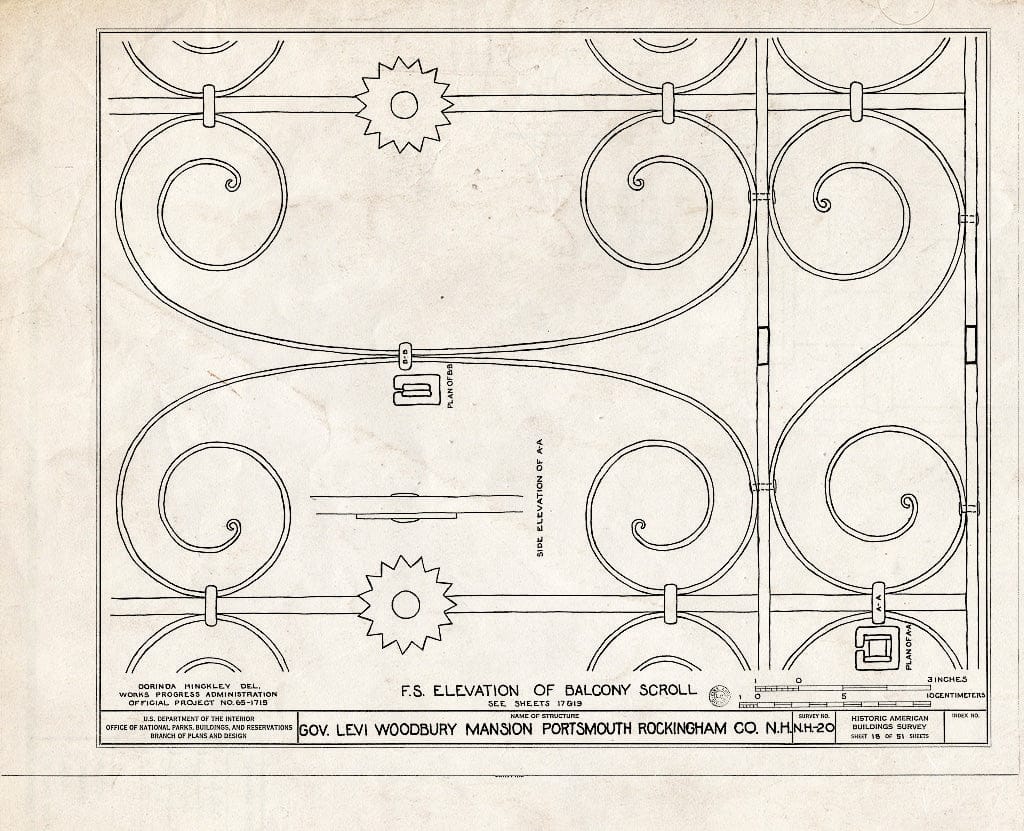 Historic Pictoric : Blueprint HABS NH,8-Port,123- (Sheet 18 of 51) - Governor Levi Woodbury House, Woodbury Avenue & Boyd Road, Portsmouth, Rockingham County, NH