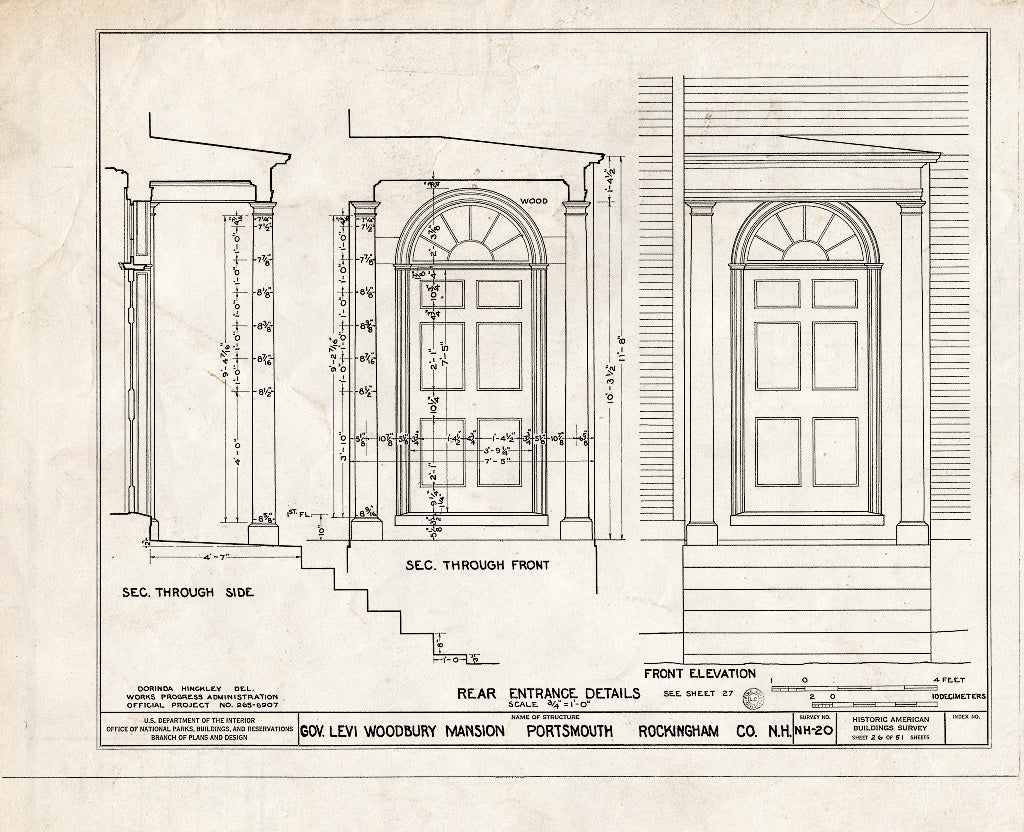 Historic Pictoric : Blueprint HABS NH,8-Port,123- (Sheet 26 of 51) - Governor Levi Woodbury House, Woodbury Avenue & Boyd Road, Portsmouth, Rockingham County, NH