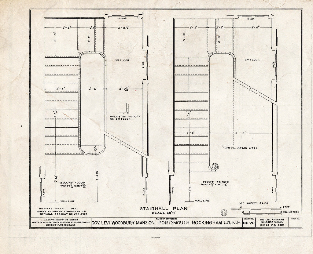 Historic Pictoric : Blueprint HABS NH,8-Port,123- (Sheet 29 of 51) - Governor Levi Woodbury House, Woodbury Avenue & Boyd Road, Portsmouth, Rockingham County, NH