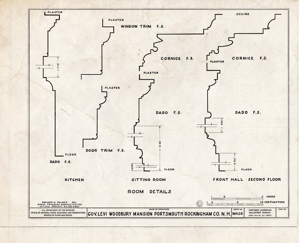 Historic Pictoric : Blueprint HABS NH,8-Port,123- (Sheet 40 of 51) - Governor Levi Woodbury House, Woodbury Avenue & Boyd Road, Portsmouth, Rockingham County, NH
