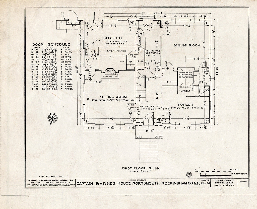 Historic Pictoric : Blueprint HABS NH,8-Port,124- (Sheet 2 of 65) - Captain Barnes House, 218 Islington Street, Portsmouth, Rockingham County, NH