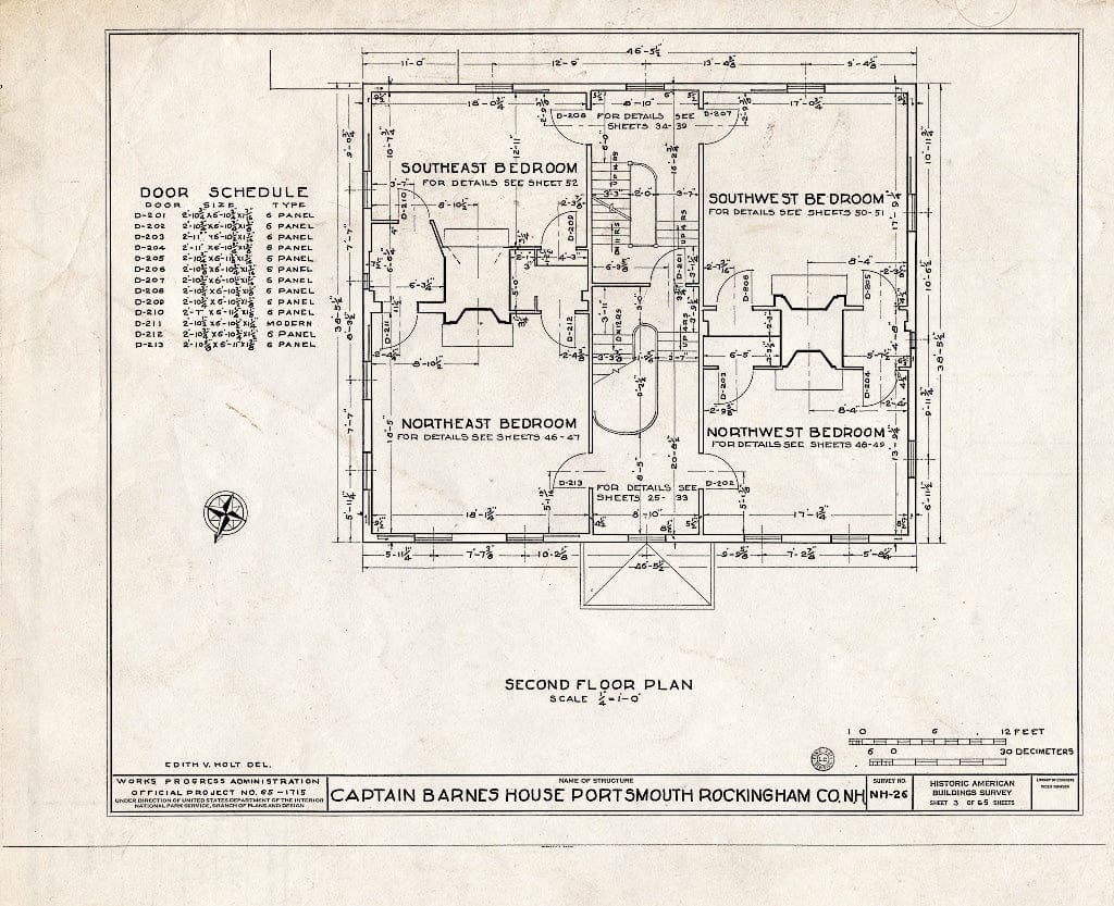 Historic Pictoric : Blueprint HABS NH,8-Port,124- (Sheet 3 of 65) - Captain Barnes House, 218 Islington Street, Portsmouth, Rockingham County, NH